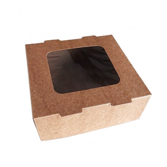 Картонена кутия с прозорец - 13х13 h5см
